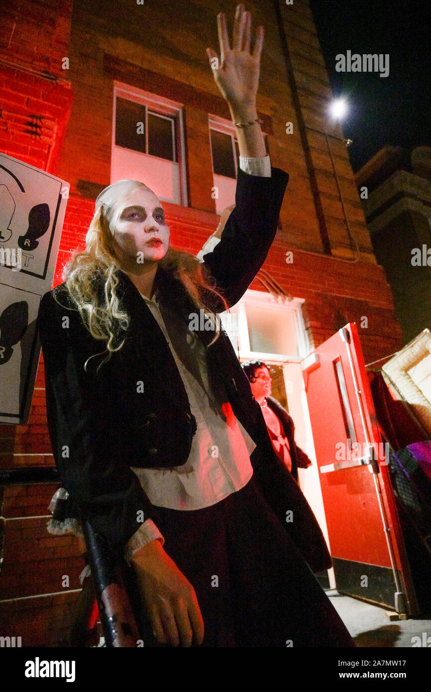 Time Warp dancer, Parade of Lost Souls, Vancouver, British Columbia, Canada Stock Photo