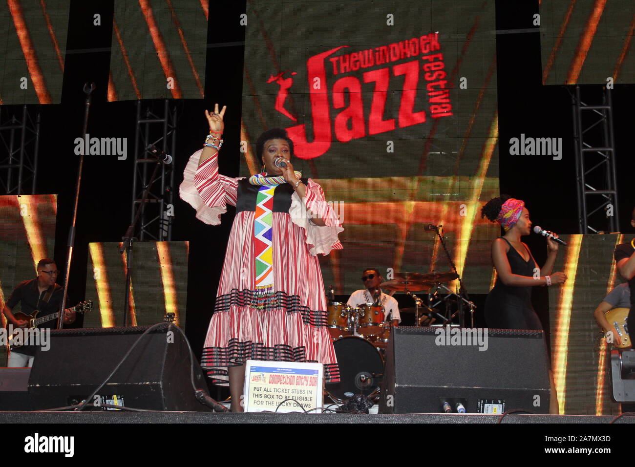 Windhoek, Namibia. 2nd Nov, 2019. South African singer Yvonne Chaka Chaka performs during the
