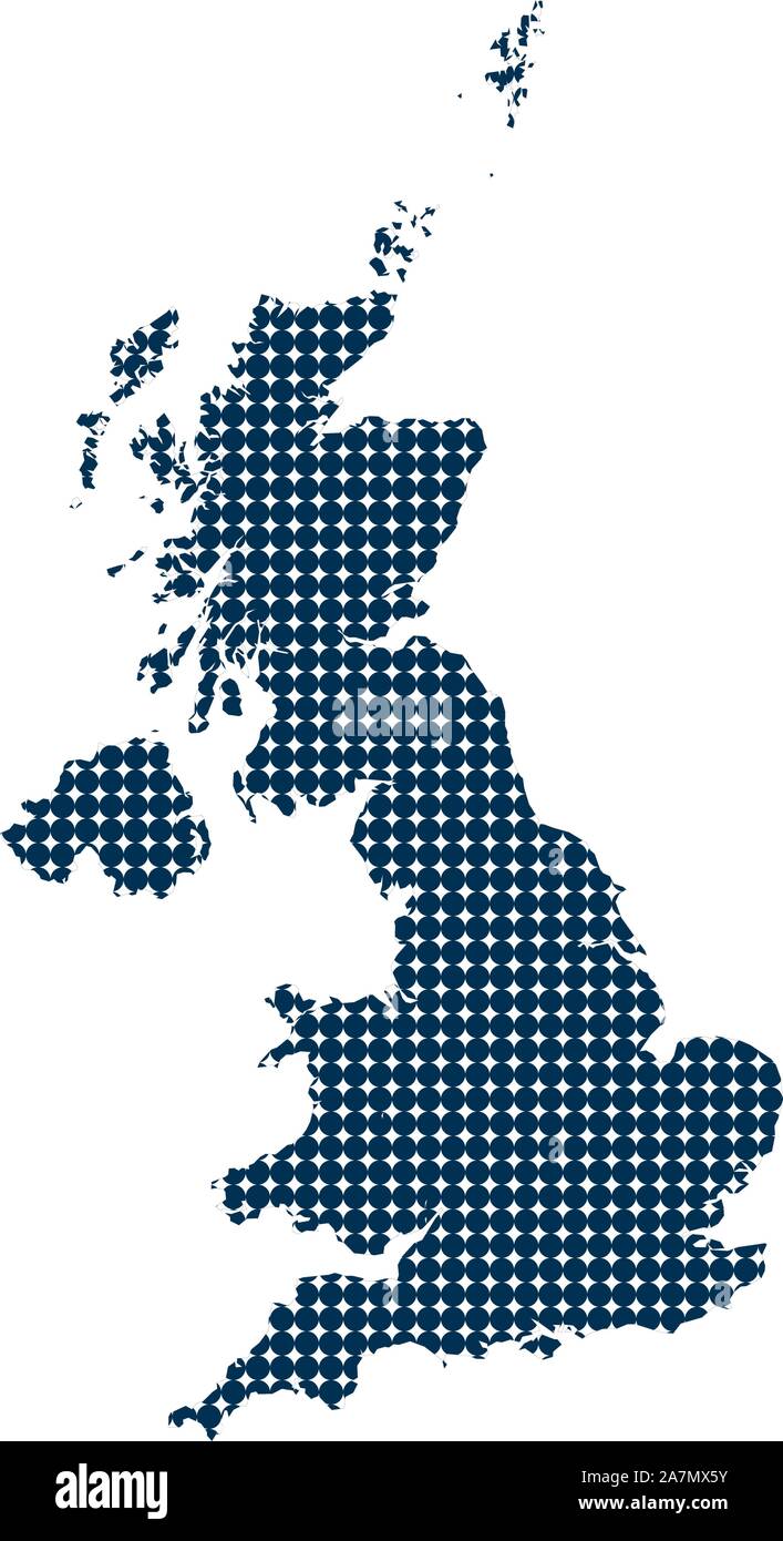 Uk Map Dotted Vector Illustration Blue White Color Stock Vector