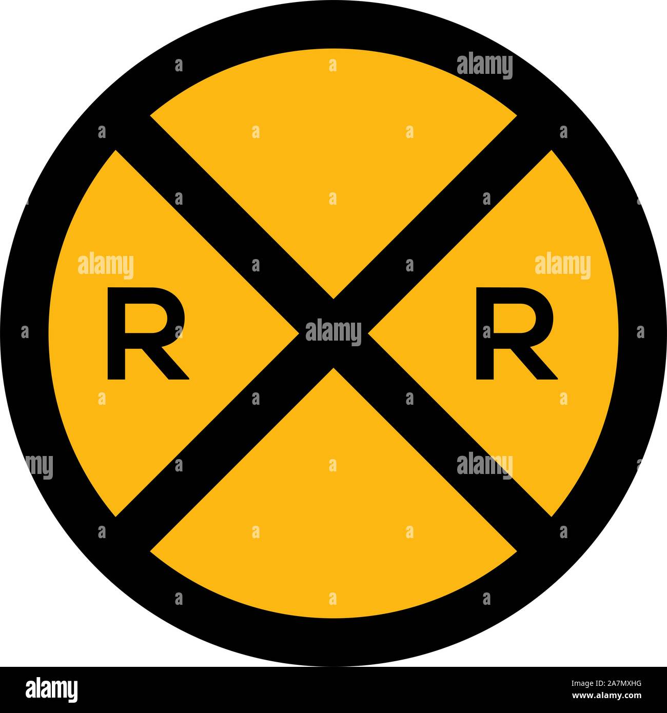 Railroad crossing ahead traffic sign vector illustration. Yellow, black.  Perfect for symbol, icon, sign, sticker etc Stock Vector Image & Art - Alamy