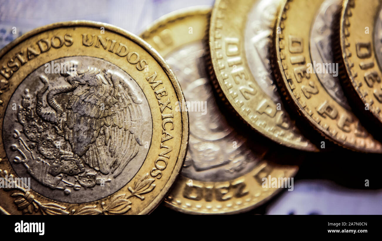 Coins Of Mexico Hi Res Stock Photography And Images Alamy Panoramic Closeup View Of Mexican Coins Business And Finance Concept Selective Focus 2A7N0CN