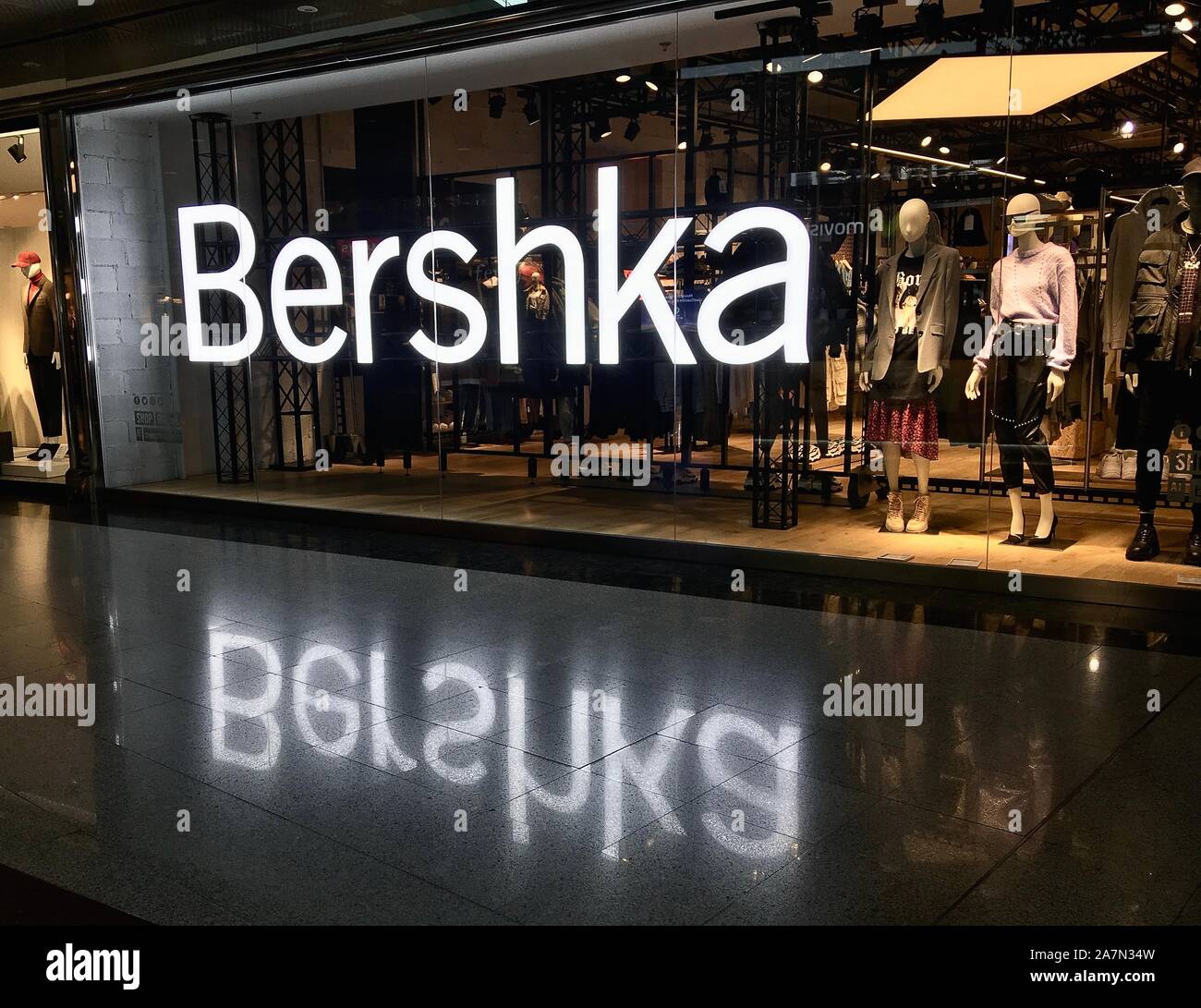 Oviedo, Spain - November 2, 2019: Bershka fashion store shopping mall.  Bershka is Spanish clothing retailer company Stock Photo - Alamy