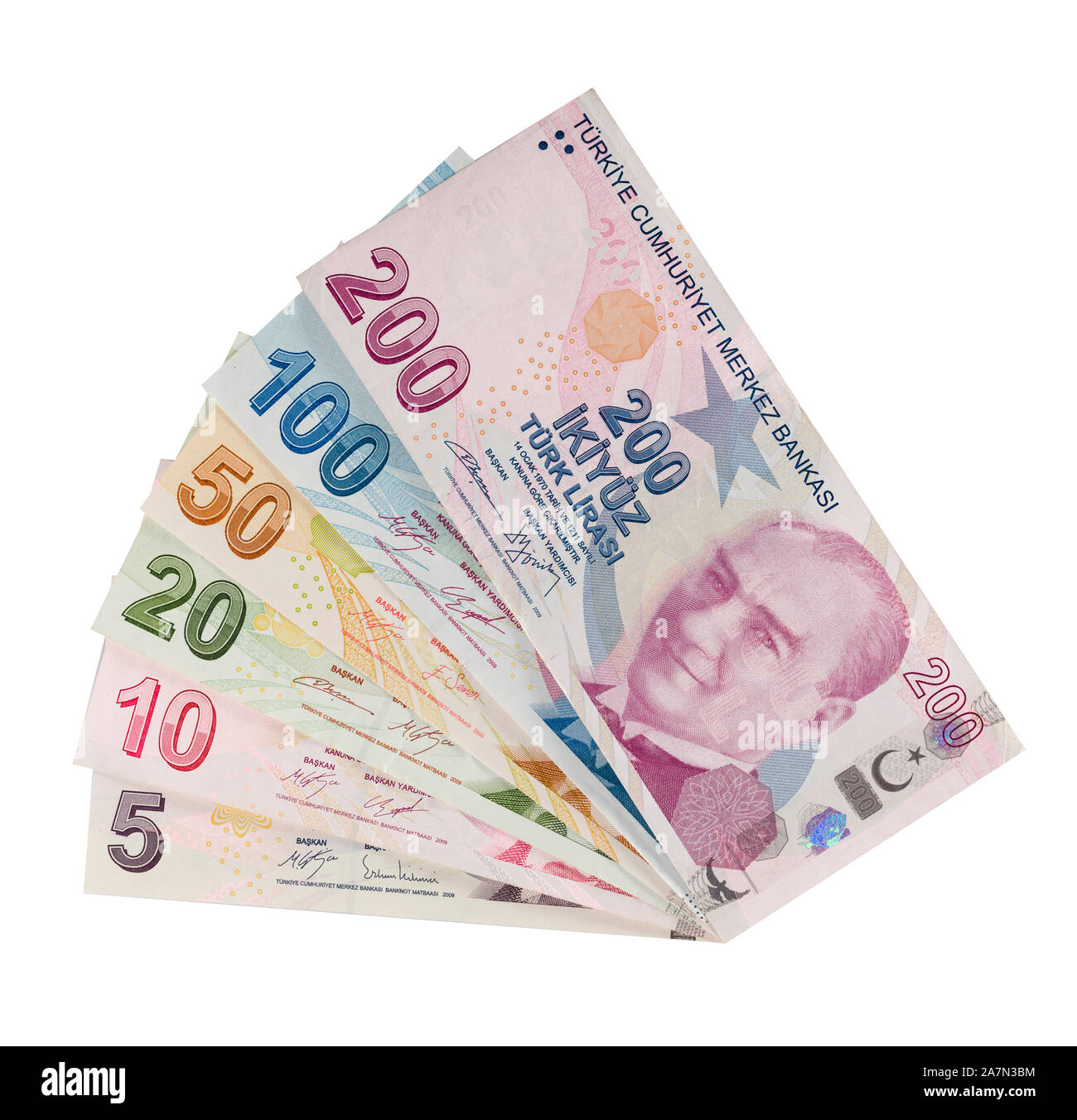 Turkish banknotes, Turkish Lira front side Stock Photo