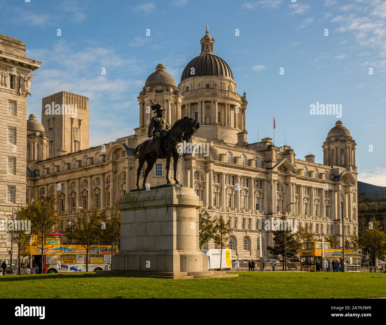 Edward VII Monument at Waterfront of Liverpool, England Stock Photo