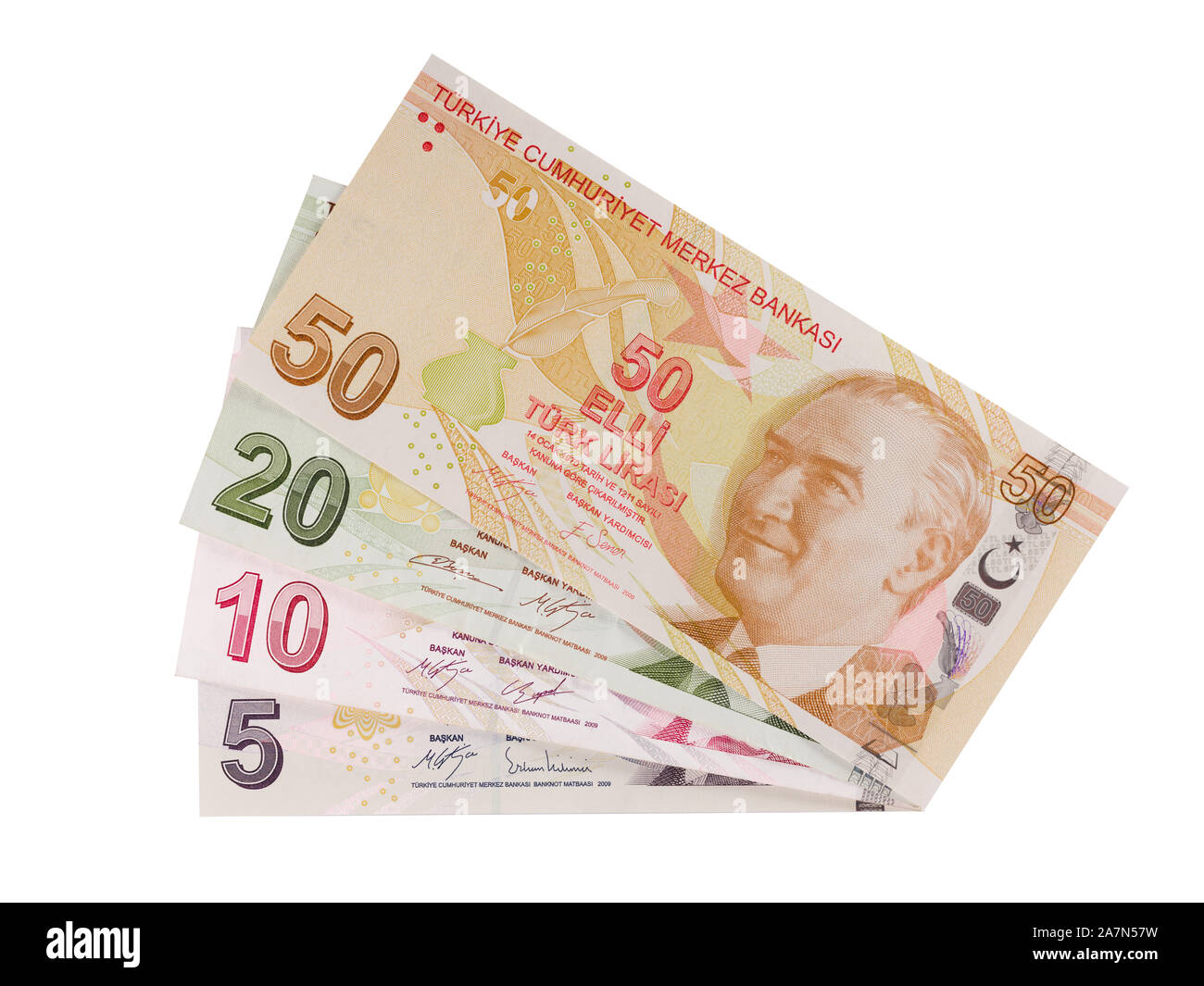 Turkish banknotes, Turkish Lira front side Stock Photo