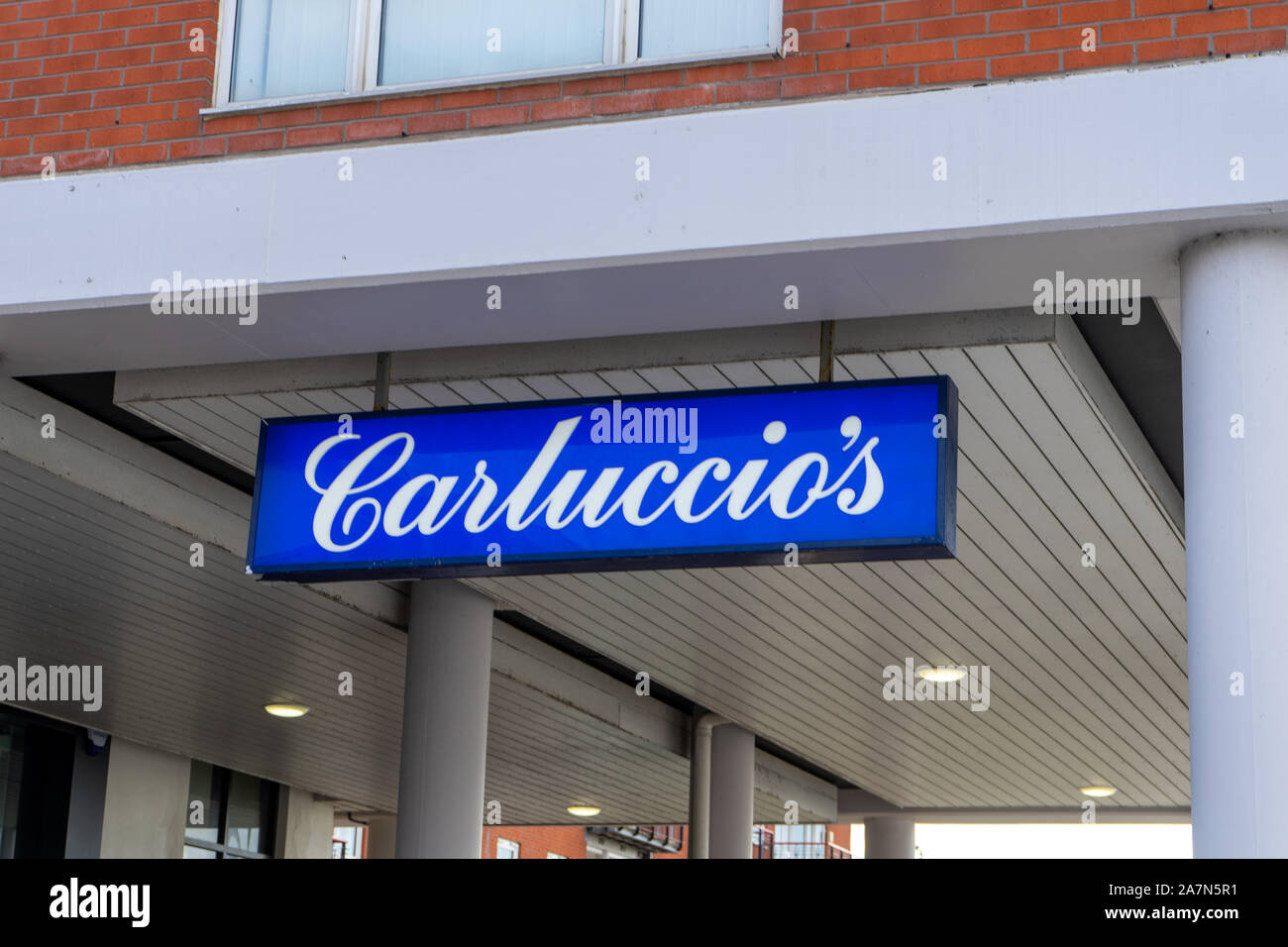 11/03/2019 Portsmouth, Hampshire, UK the sign of a carluccios italian restaurant Stock Photo