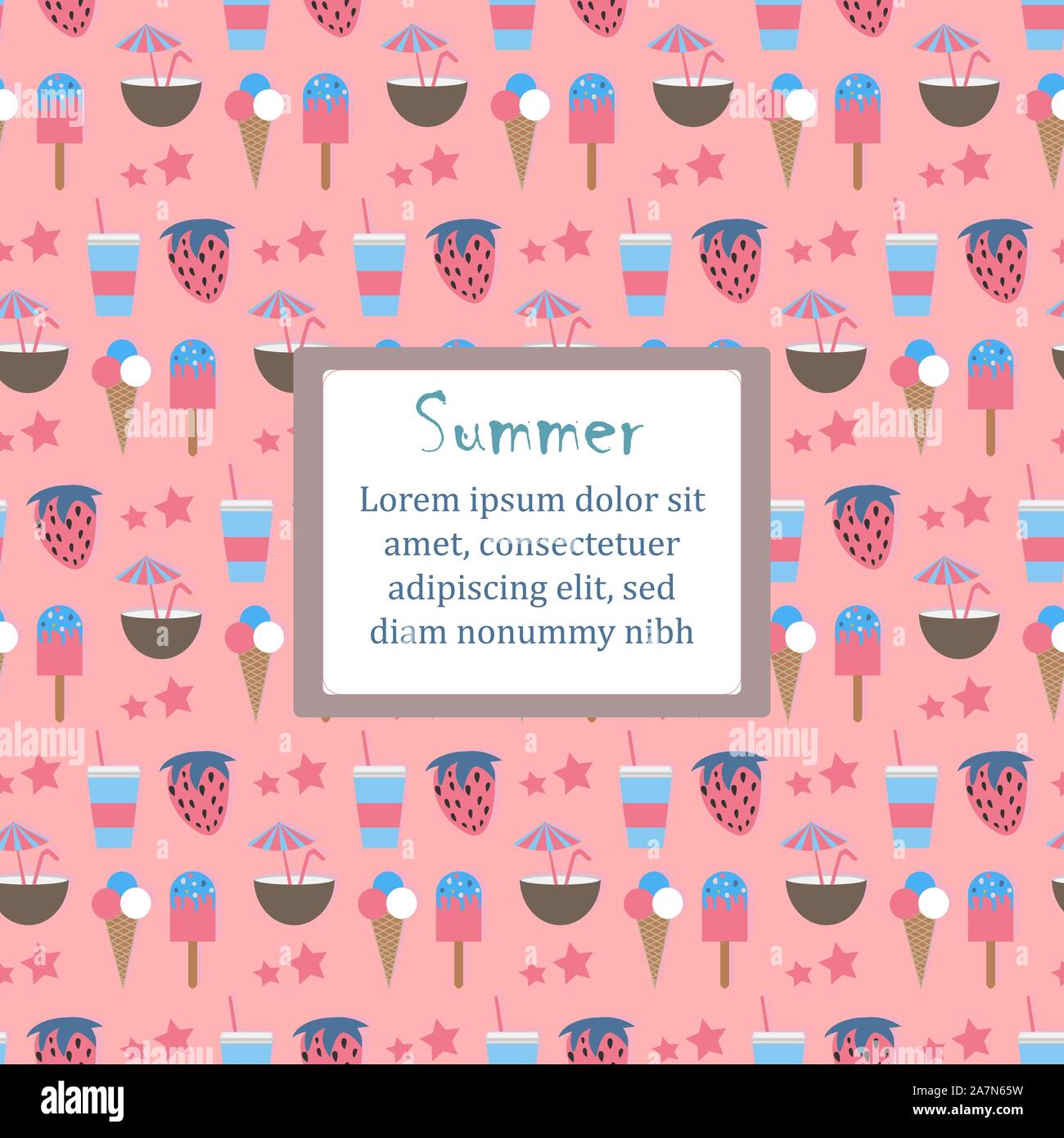 Summer Seamless Pattern with ice cream and fruits. From Summer ...
