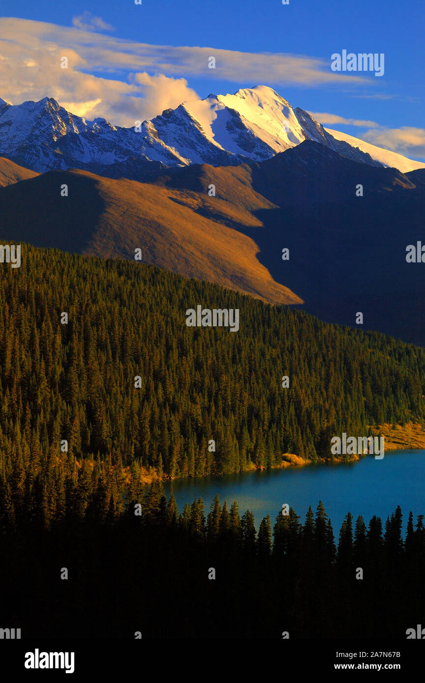 View of Cuopugou Valley Nature Reserve that borders Tibet Autonomous Region in Sichuan province, south-west China, 2 September 2019. Stock Photo