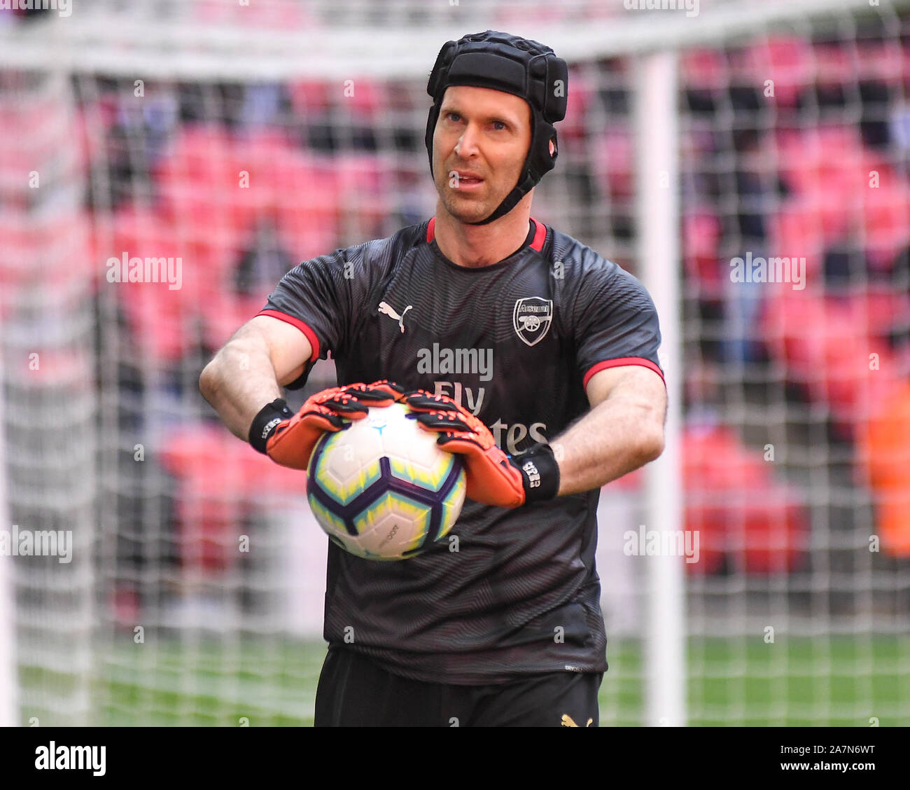 LONDON, ENGLAND - MARCH 2, 2019: Petr Cech of Arsenal pictured ahead of the 2018/19 Premier League game between Tottenham Hotspur and Arsenal FC at Wembley Stadium. Stock Photo