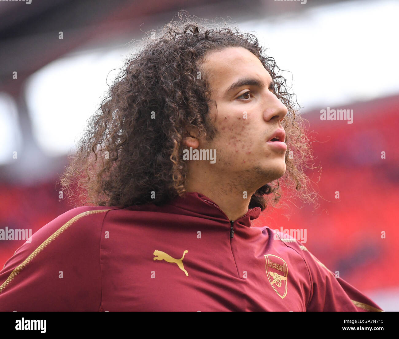 LONDON, ENGLAND - MARCH 2, 2019: Matteo Guendouzi of Arsenal pictured ahead of the 2018/19 Premier League game between Tottenham Hotspur and Arsenal FC at Wembley Stadium. Stock Photo