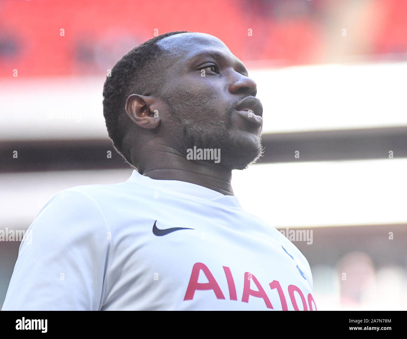 LONDON, ENGLAND - MARCH 2, 2019: Moussa Sissoko of Tottenham pictured ahead of the 2018/19 Premier League game between Tottenham Hotspur and Arsenal FC at Wembley Stadium. Stock Photo