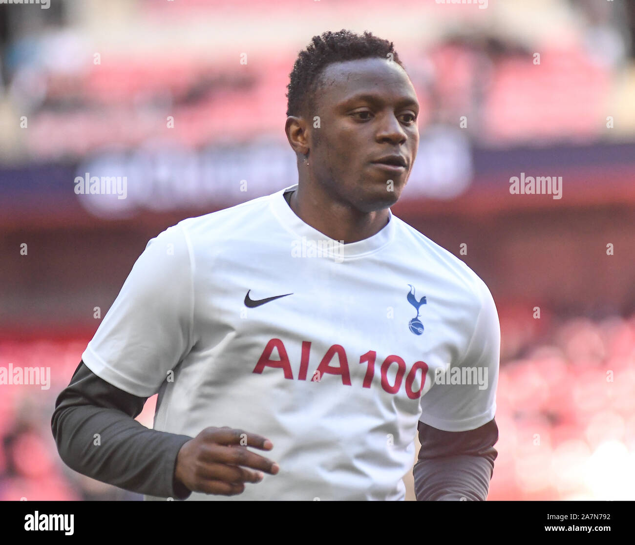 LONDON, ENGLAND - MARCH 2, 2019: Victor Wanyama of Tottenham pictured ahead of the 2018/19 Premier League game between Tottenham Hotspur and Arsenal FC at Wembley Stadium. Stock Photo