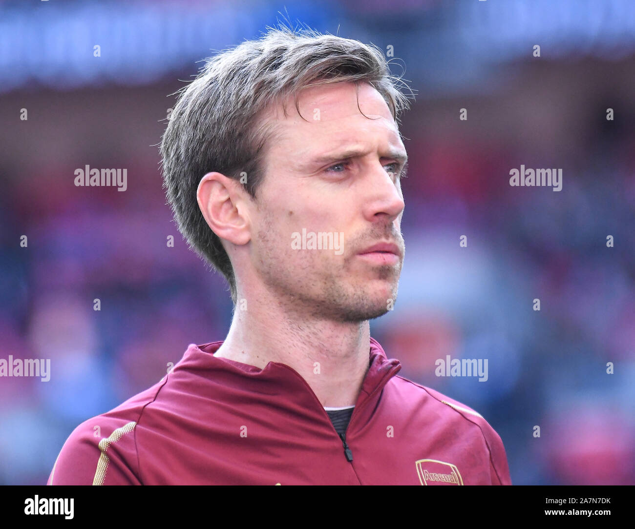 LONDON, ENGLAND - MARCH 2, 2019: Nacho Monreal of Arsenal pictured ahead of the 2018/19 Premier League game between Tottenham Hotspur and Arsenal FC at Wembley Stadium. Stock Photo