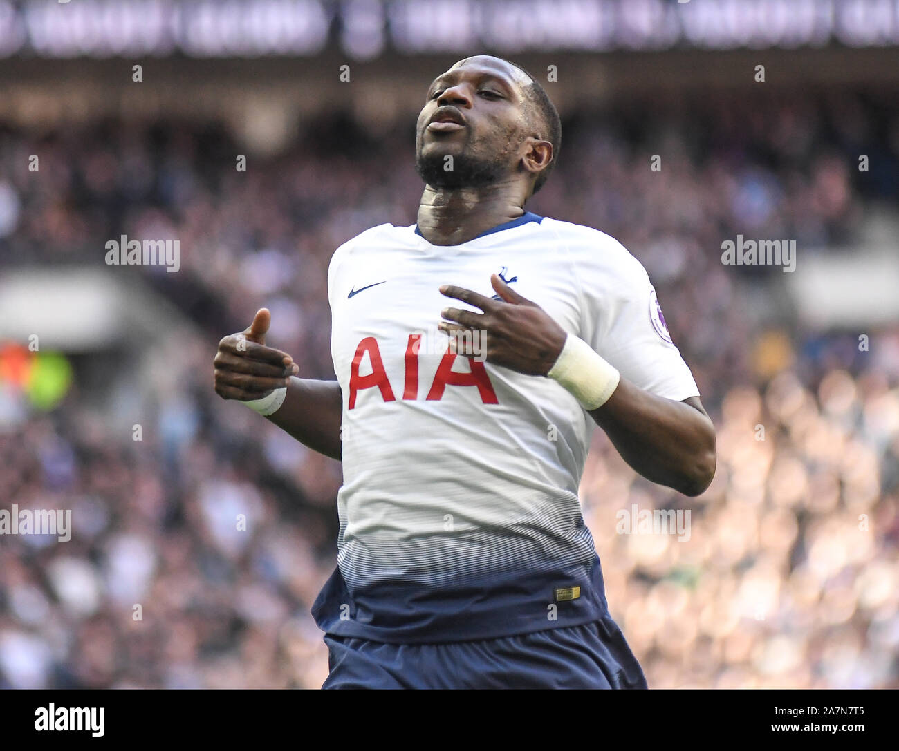 LONDON, ENGLAND - MARCH 2, 2019: Moussa Sissoko of Tottenham pictured during the 2018/19 Premier League game between Tottenham Hotspur and Arsenal FC at Wembley Stadium. Stock Photo