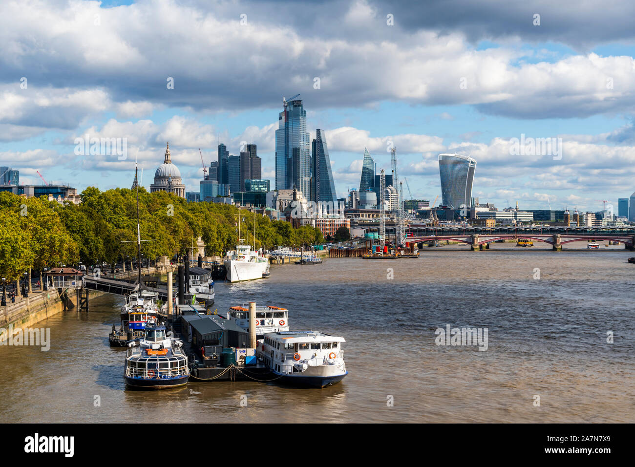 The view from Waterloo Bridge towards St Paul's and the City of London Stock Photo