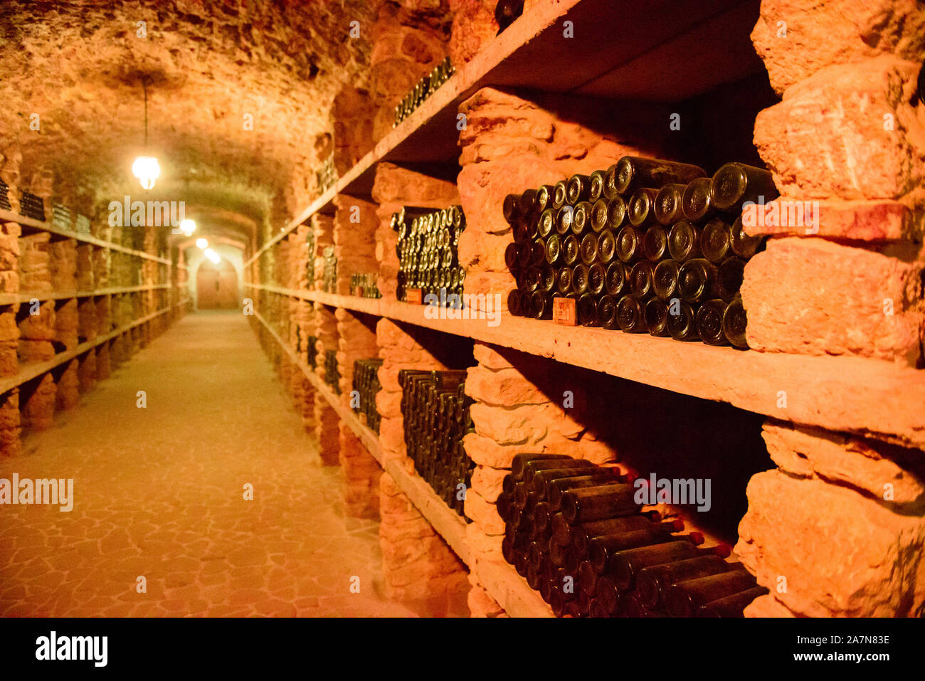 Old cellar storing wine bottles hi-res stock photography and images - Alamy
