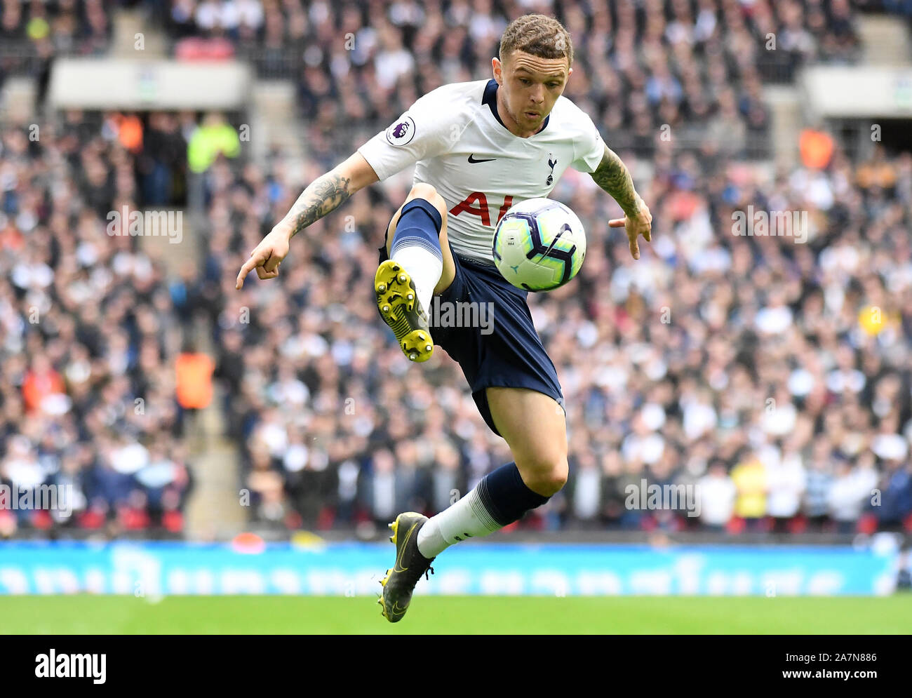 LONDON, ENGLAND - MARCH 2, 2019: Kieran Trippier of Tottenham pictured during the 2018/19 Premier League game between Tottenham Hotspur and Arsenal FC at Wembley Stadium. Stock Photo