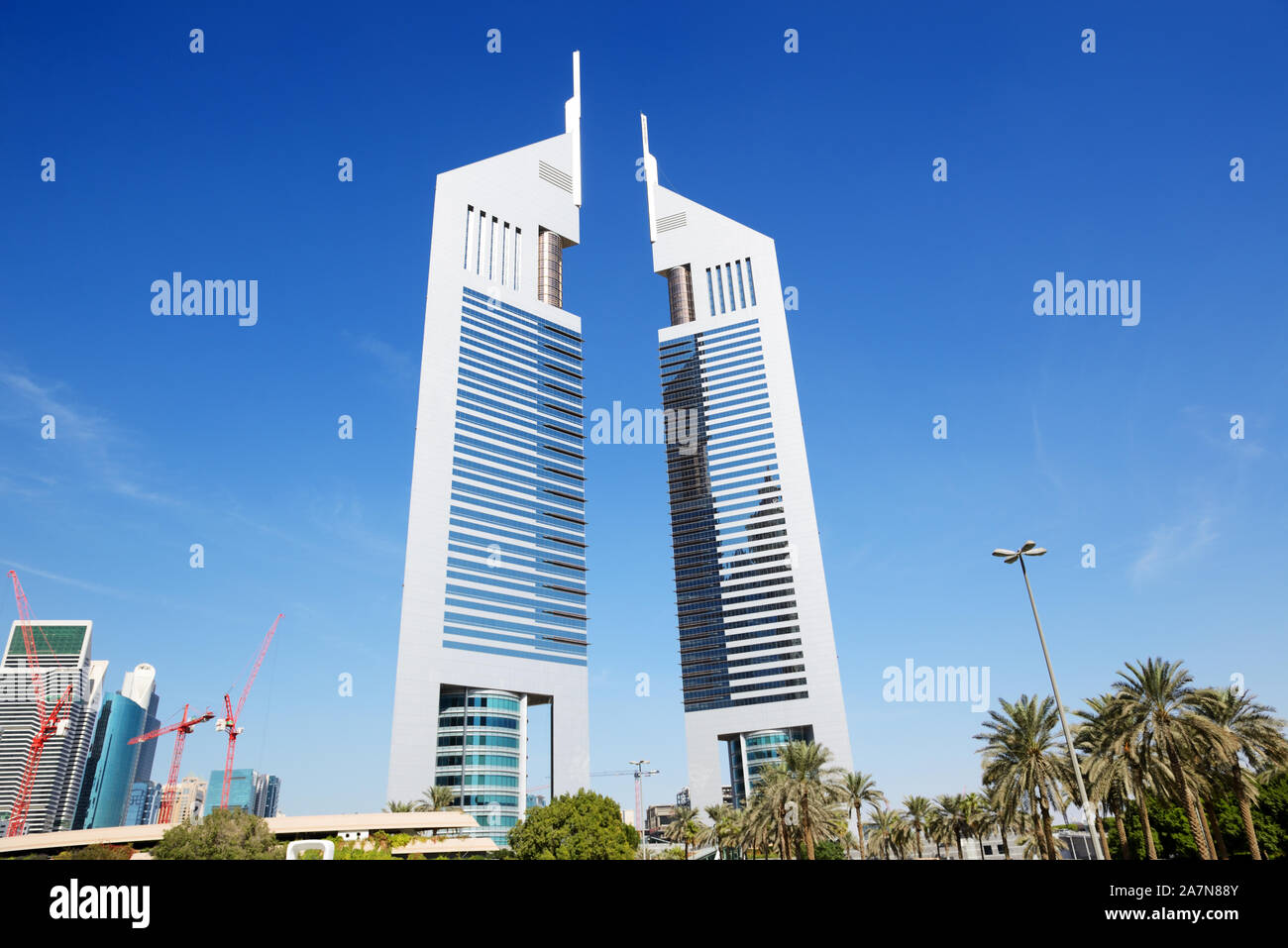 DUBAI, UAE NOVEMBER 19 The Emirates Towers skyscrapers on November