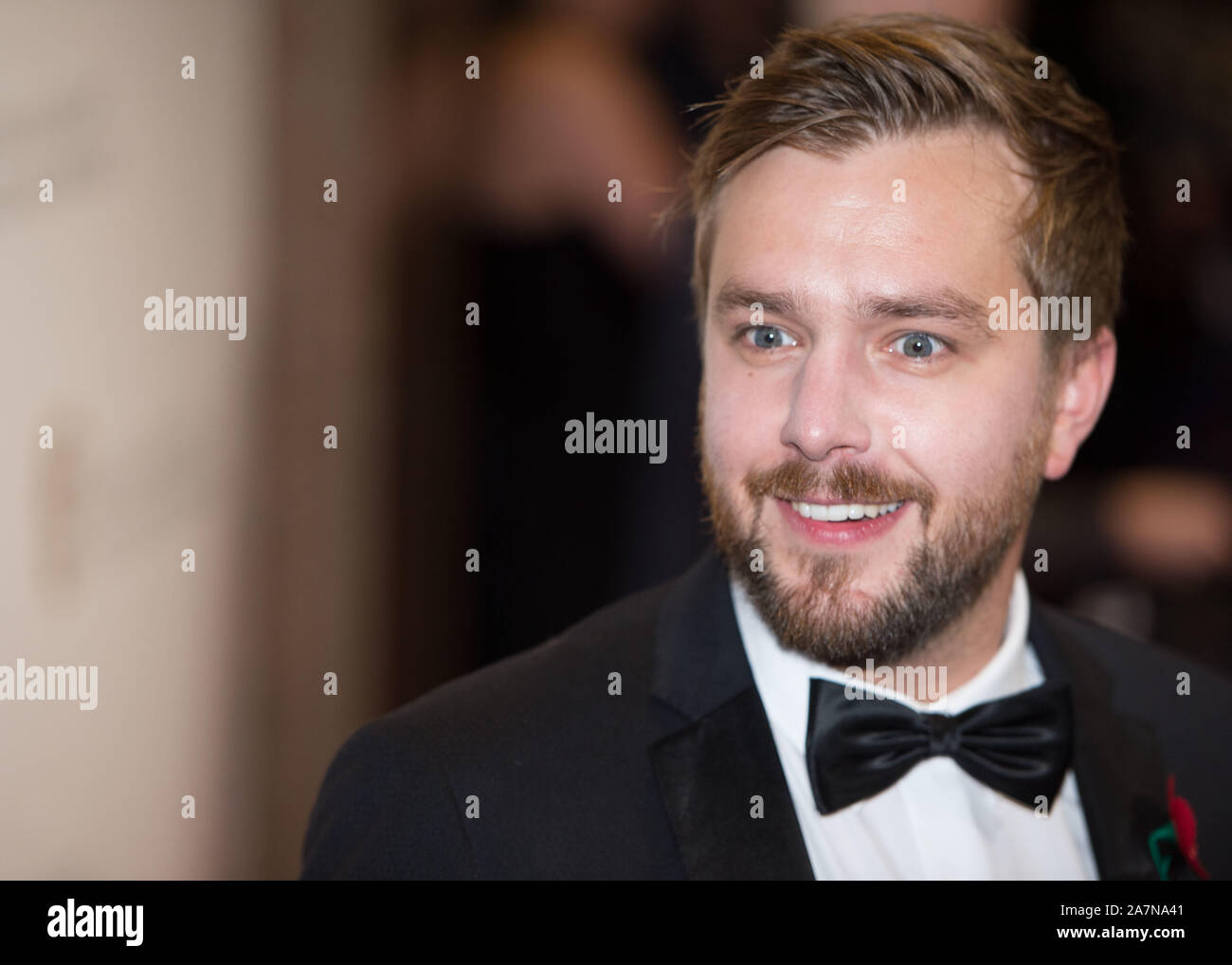 Glasgow, UK. 3 November 2019. Pictured: Iain Stirling. Scenes from the annual Scottish BAFTAs at the Doubletree Hilton Hotel.  Credit: Colin Fisher/Alamy Live News Stock Photo