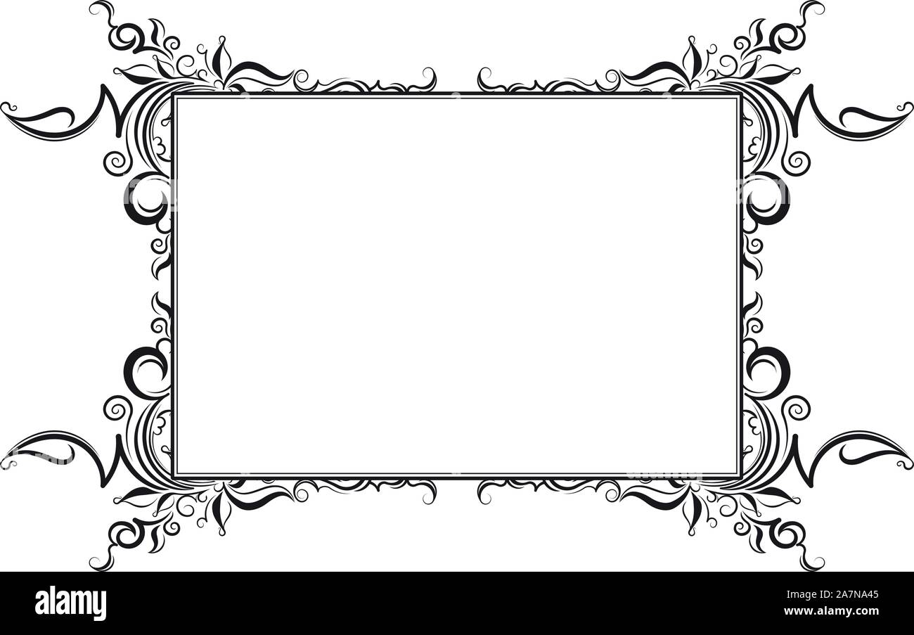 Vintage Black Frame With Floral Decor And Blank Space For Text Retro Vintage Greeting Card Or Invitation Stock Vector Image Art Alamy