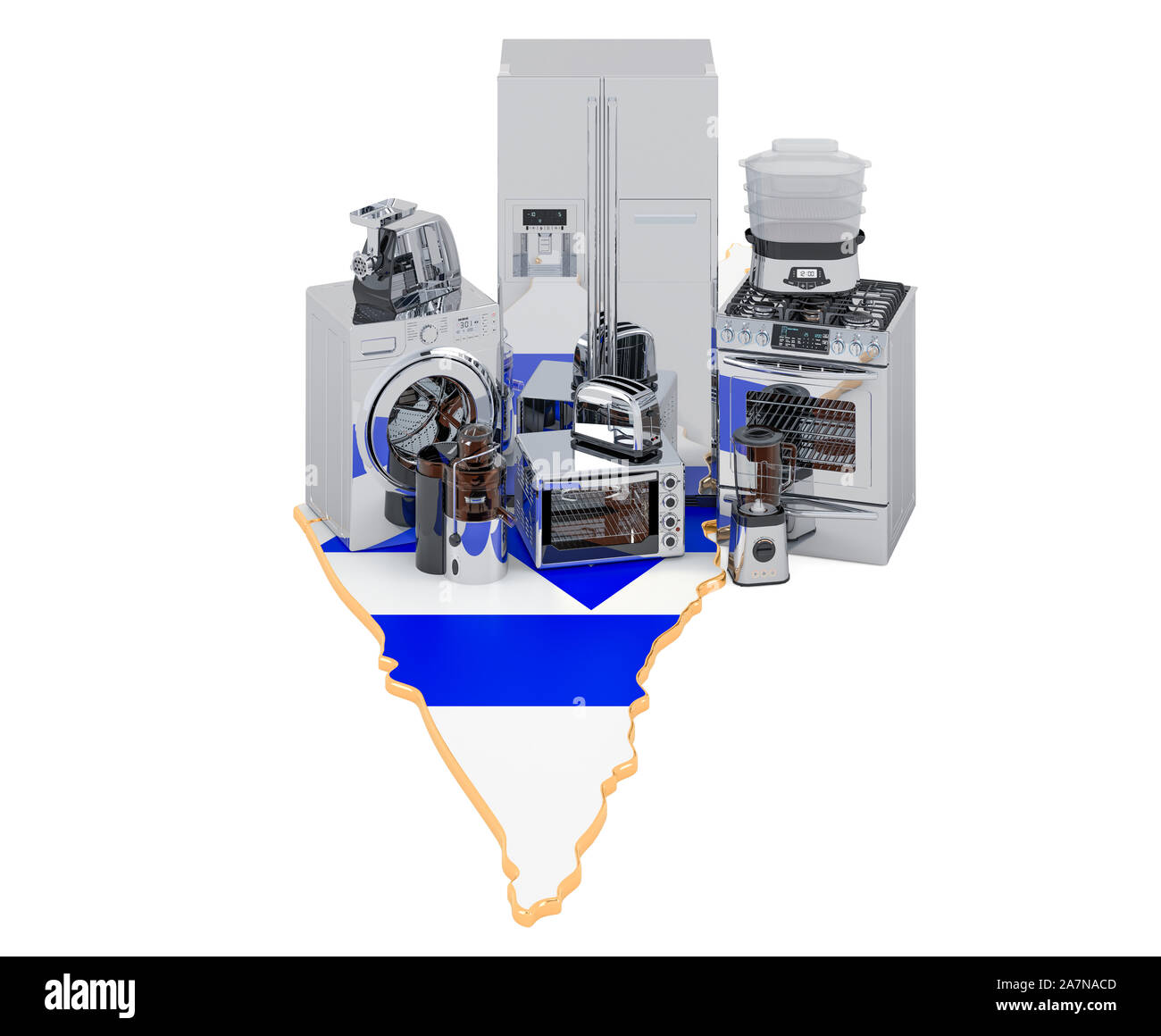 Kitchen and household appliance on the map of Israel. Production