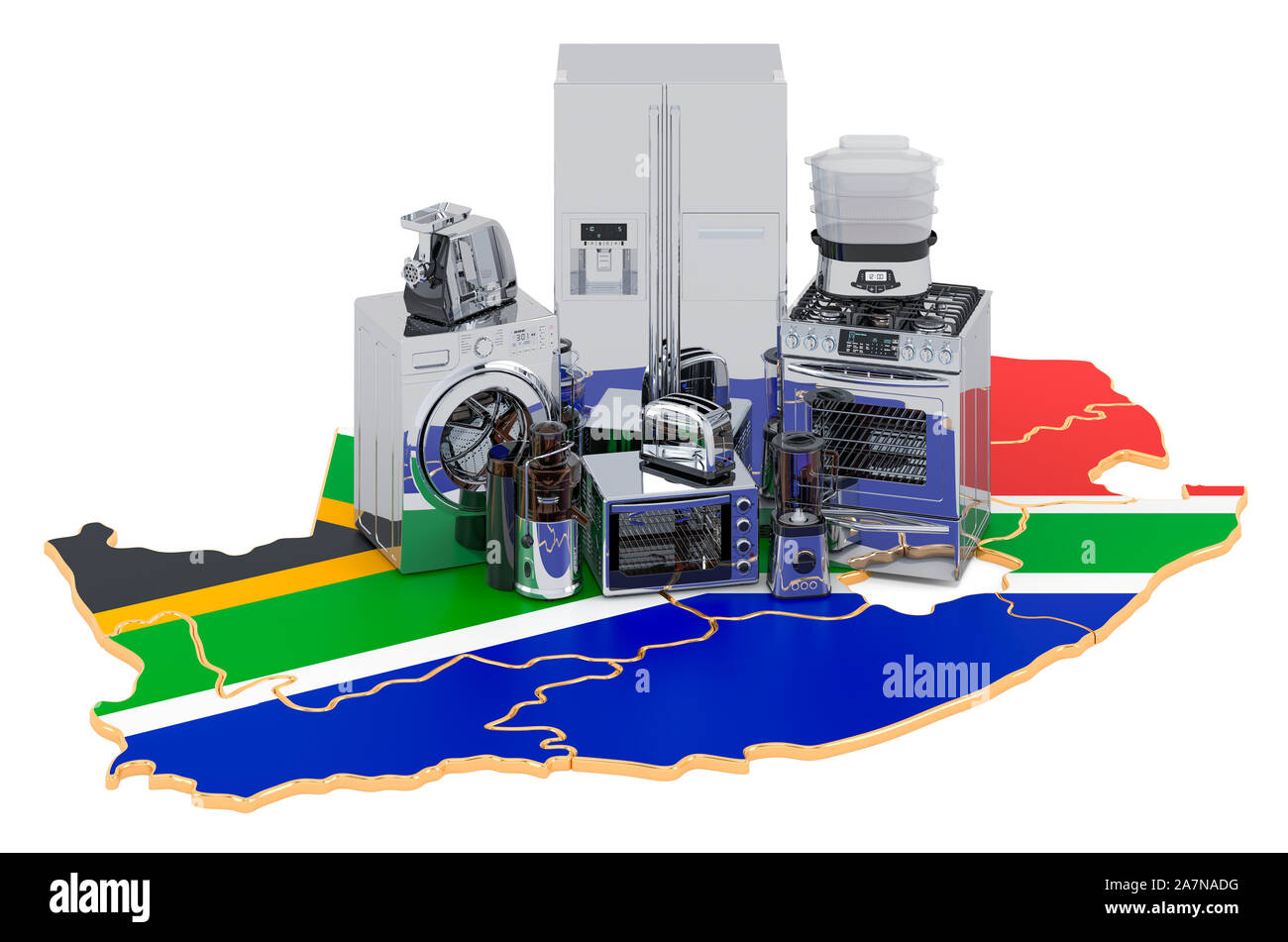 Kitchen and household appliance on the map of South Africa. Production