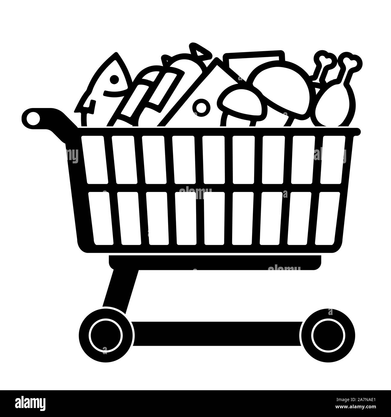 Shop Basket Supermarket Black Silhouette Icon. Grocery Store Buy Basket  Market Glyph Pictogram. Hand Food Product Empty Cart Flat Symbol. Bag  Retail Internet Web Sign. Isolated Vector Illustration. 9973964 Vector Art  at