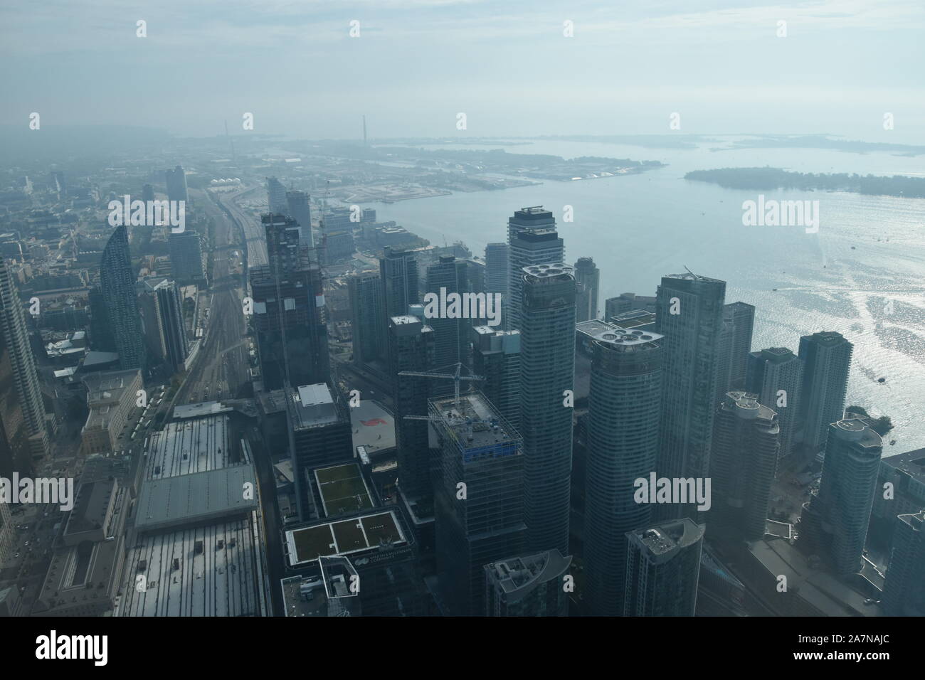 The view of Toronto as seen from atop the CN Tower, Toronto, Ontario ...