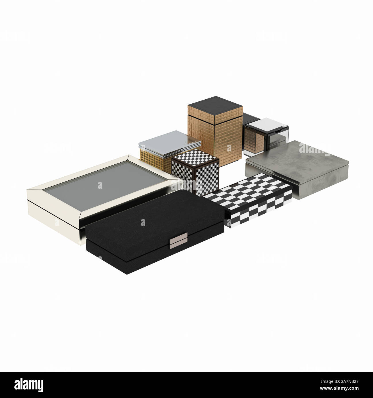 3d render of shopping boxes Stock Photo