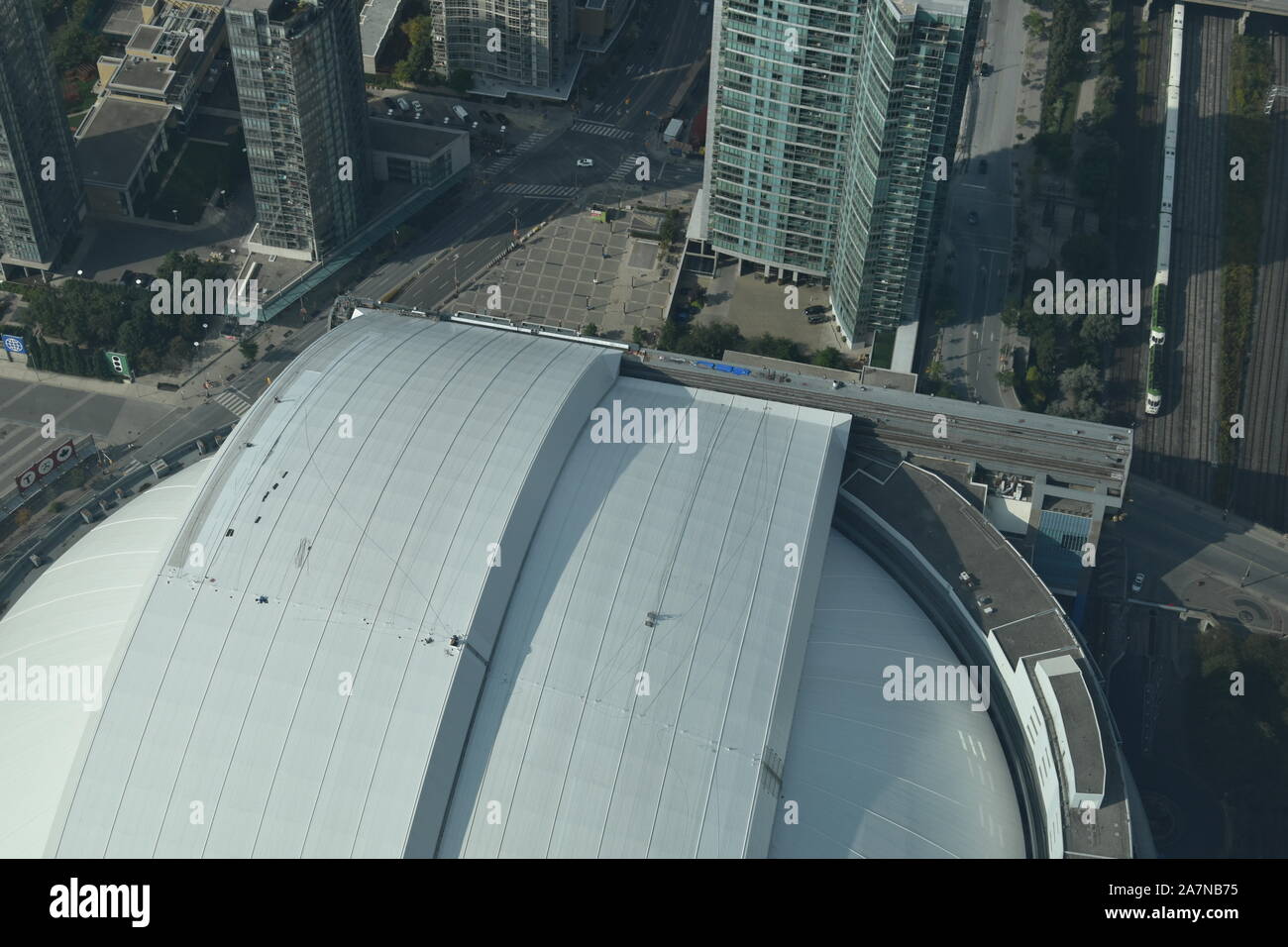 The view of Toronto as seen from atop the CN Tower, Toronto, Ontario ...