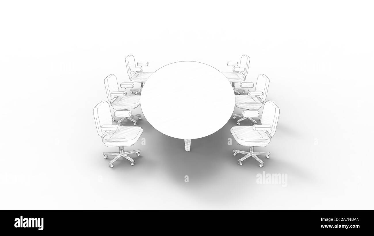 3d rendering of a conference table isolated in white background Stock ...
