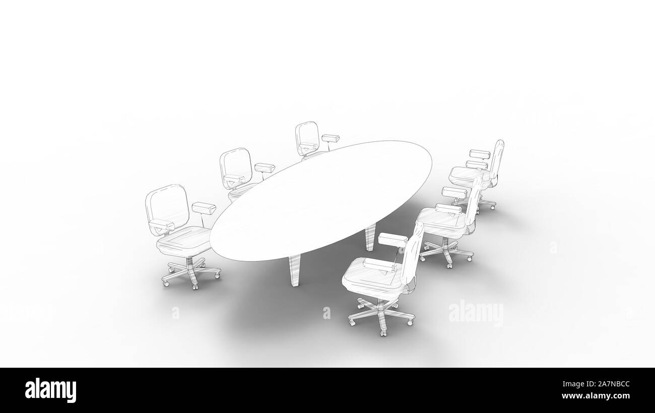 3d rendering of a conference table isolated in white background Stock ...