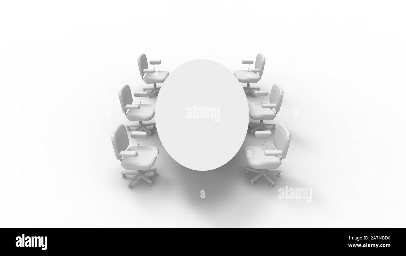 3d rendering of a conference table isolated in white background Stock ...