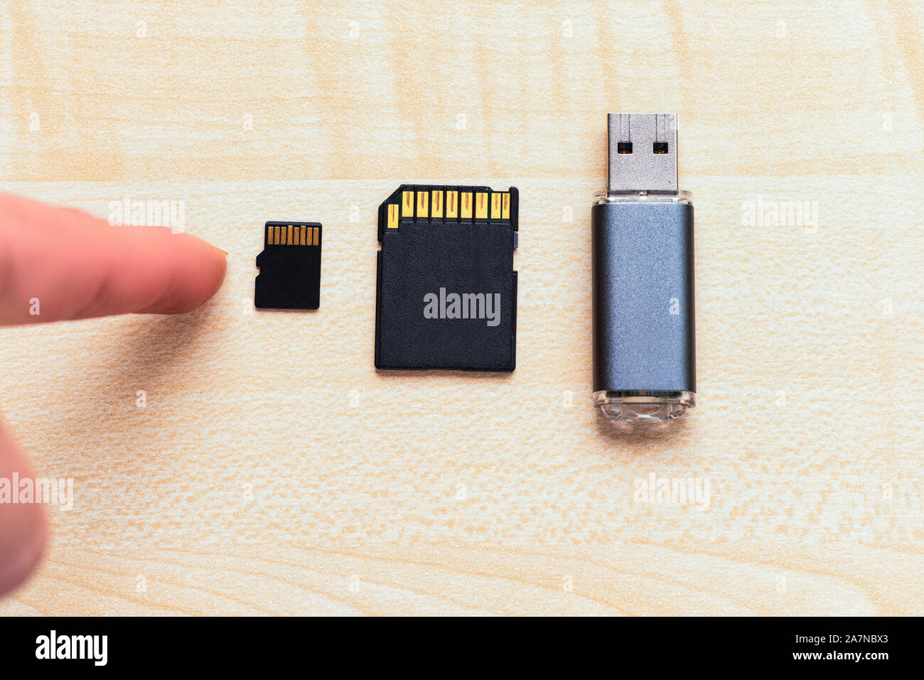 Set of equipment for storage information .Transfer or backup data. The  devices for store data flash drive, sd card and micro sd card Stock Photo -  Alamy