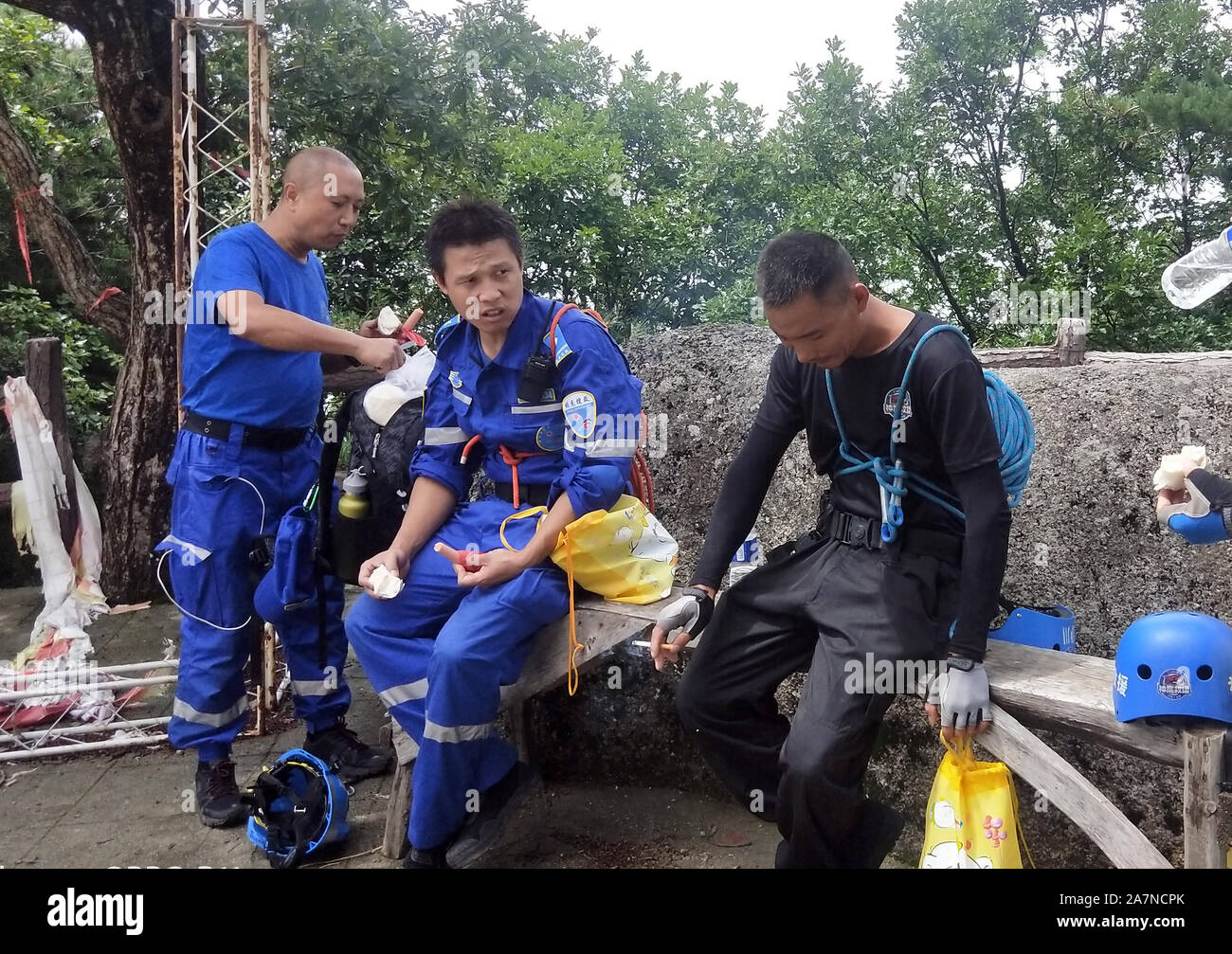 Condor Rescue Picture of Condor Rescue team eating between breaks of searching at the ...