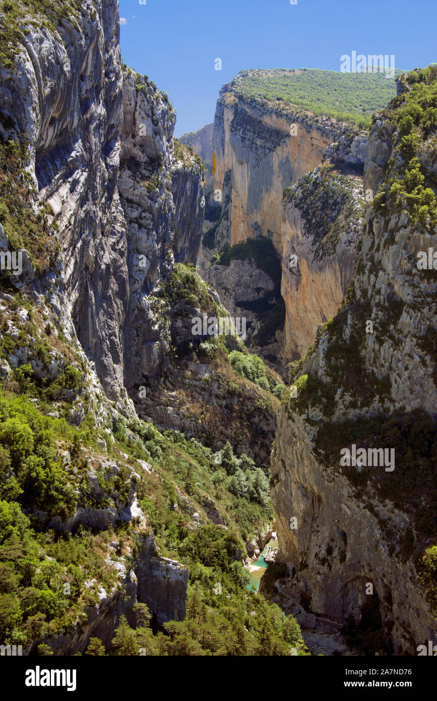 Narrow gorge Grand Canyon Verdon as seen from Route des Cretes Alpes de Haute Provence France Stock Photo