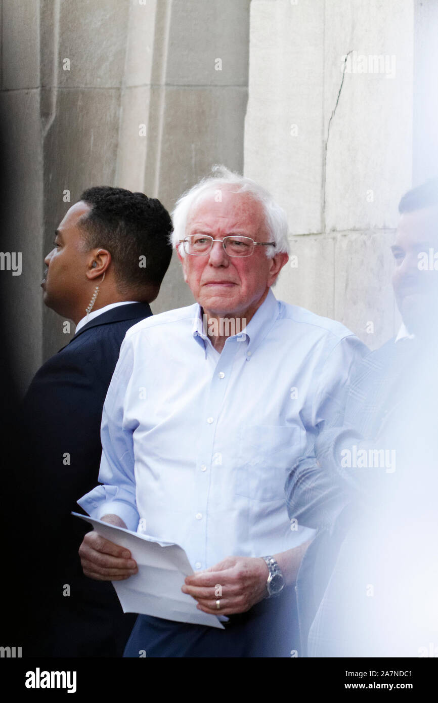 Philadelphia, PA, USA - July 15, 2019: 2020 Presidential candidate Sen. Bernie Sanders arrives at a rally to stop the closure of a historic hospital. Stock Photo