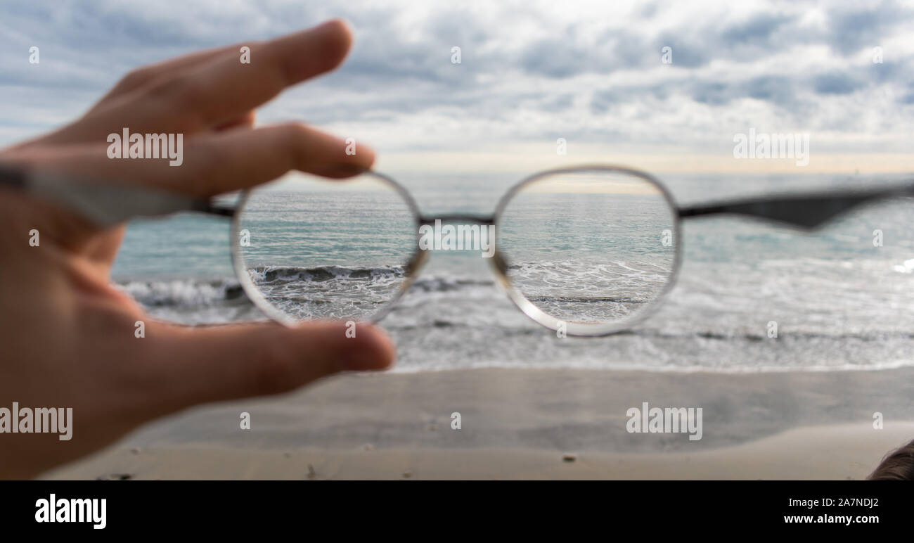 Sea seen through vision glasses Stock Photo