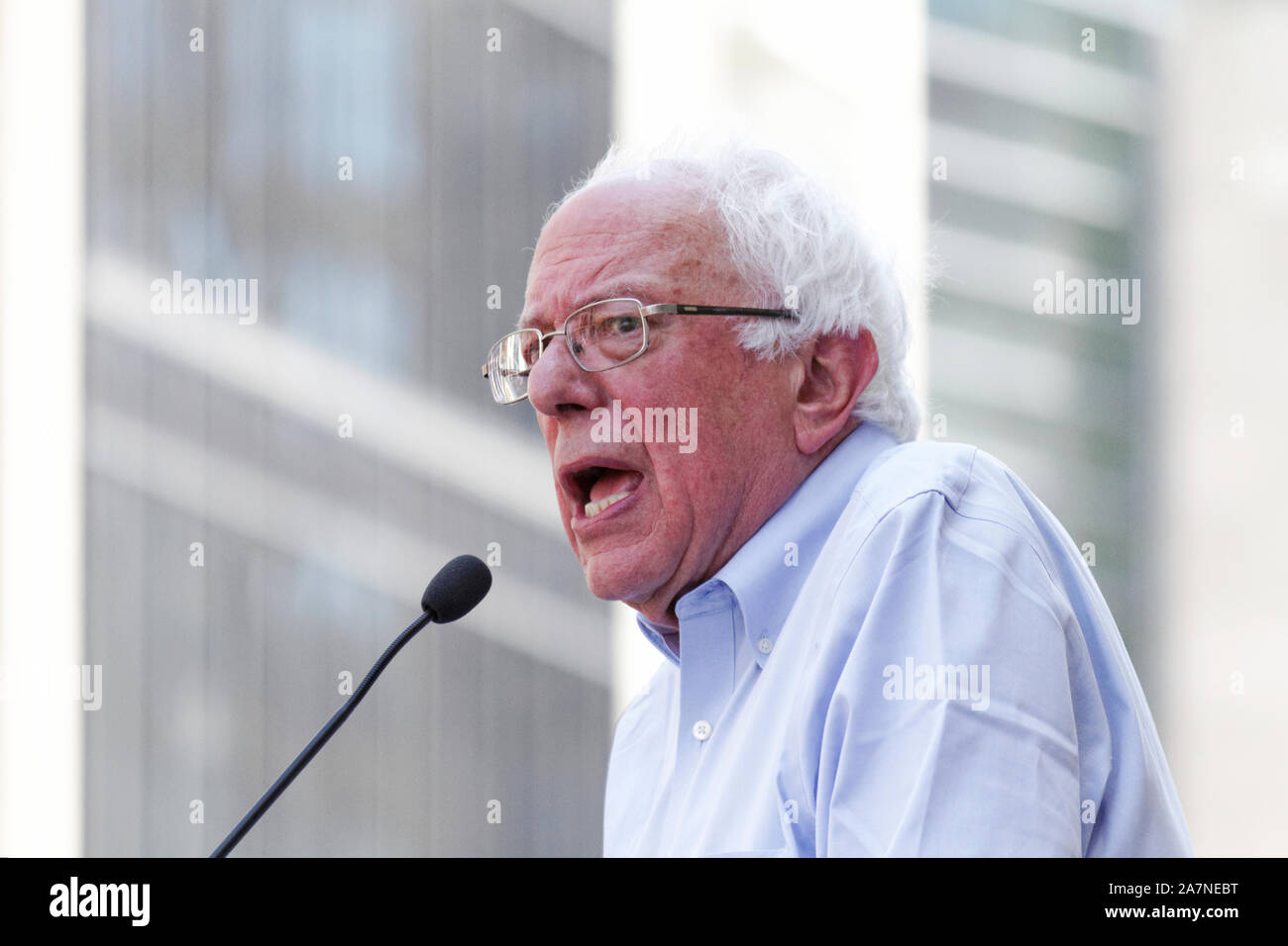 Philadelphia, PA, USA - July 15, 2019: 2020 Presidential candidate Sen. Bernie Sanders joins a rally to stop an impending hospital closure. Stock Photo
