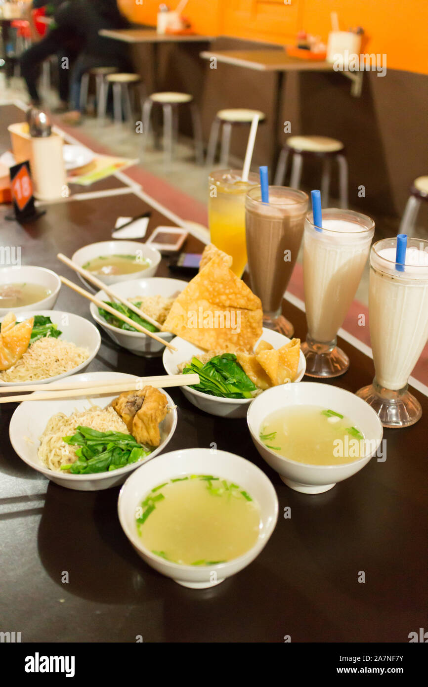 Noodle and dumplings in a restaurant Stock Photo Alamy
