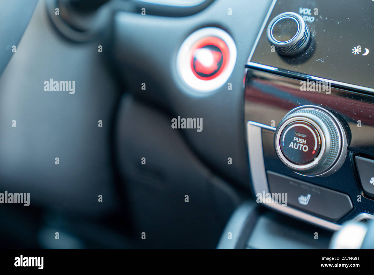 Air conditioning button and climate control button in car Stock Photo