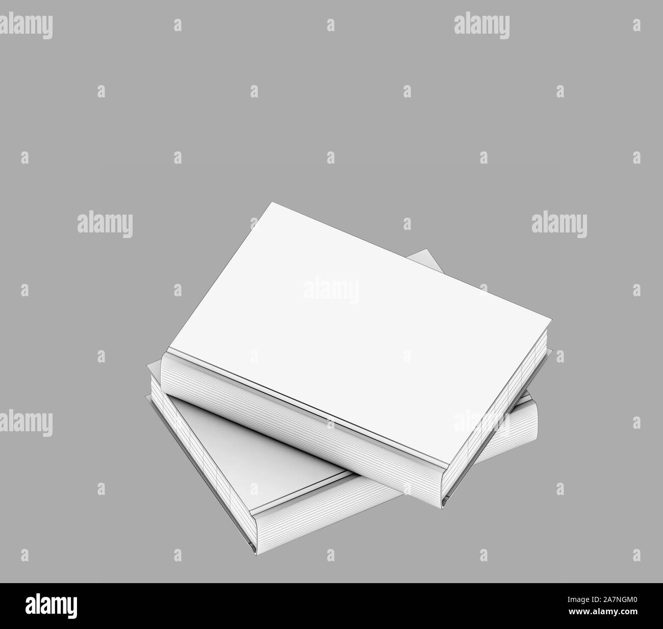 3d render of white cover books Stock Photo
