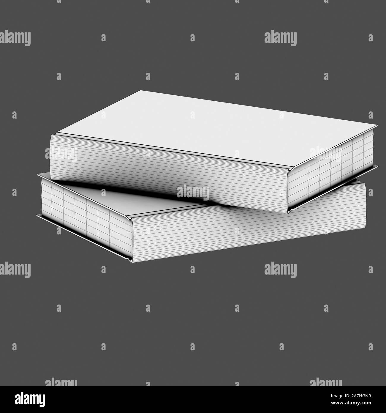 3d render of white cover books Stock Photo