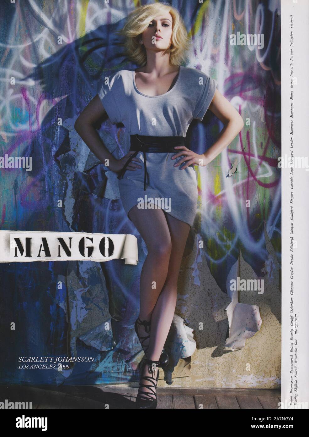 poster advertising MANGO fashion house with Scarlett Johansson actress in  paper magazine from 2009, advertisement, creative MANGO advert from 2000s  Stock Photo - Alamy