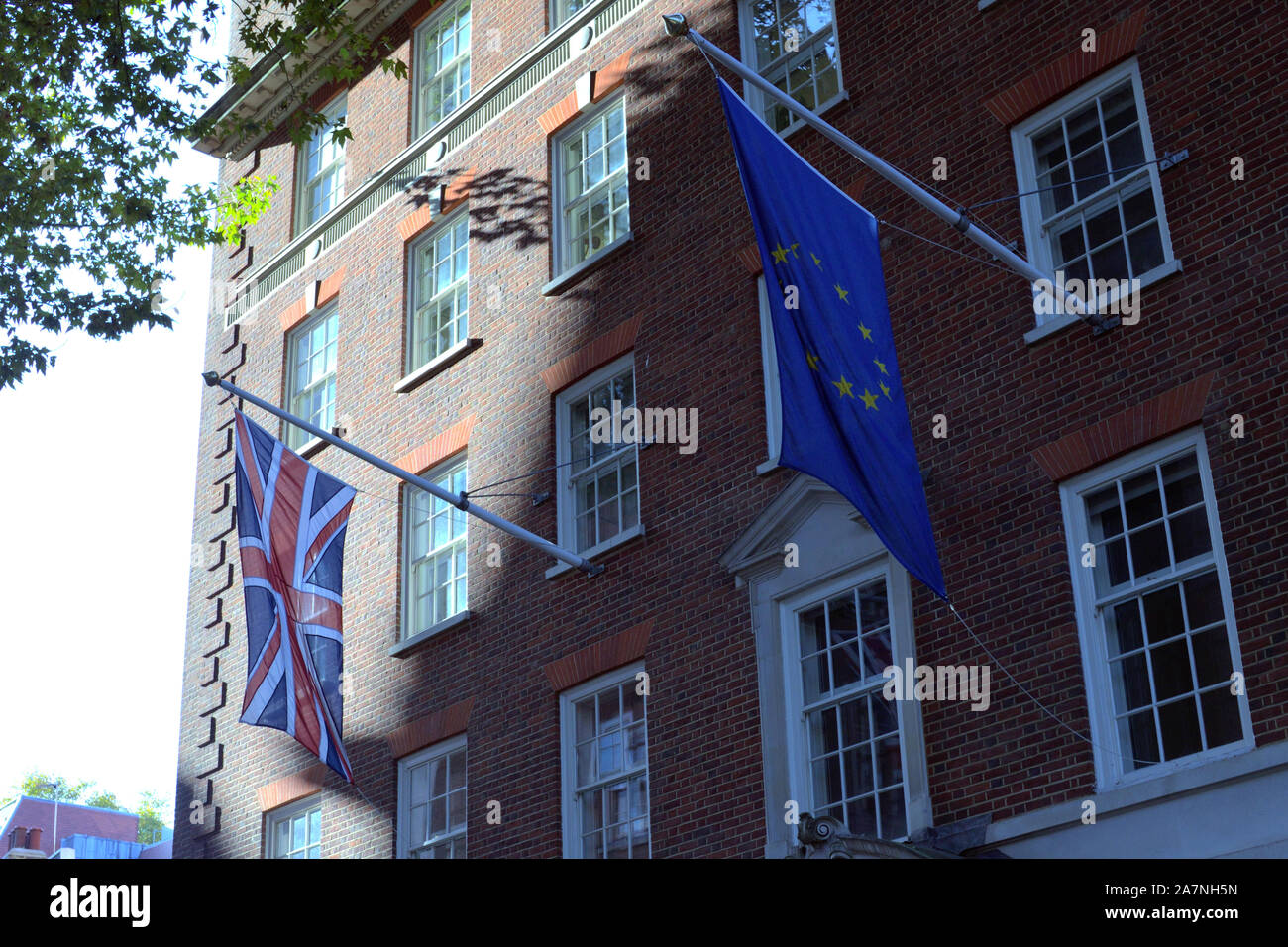 Union Jack and EU Flag Stock Photo