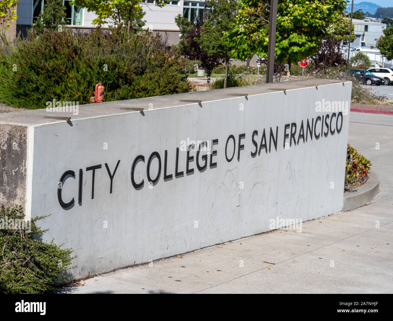 City College of San Francisco entrance sign to campus Stock Photo