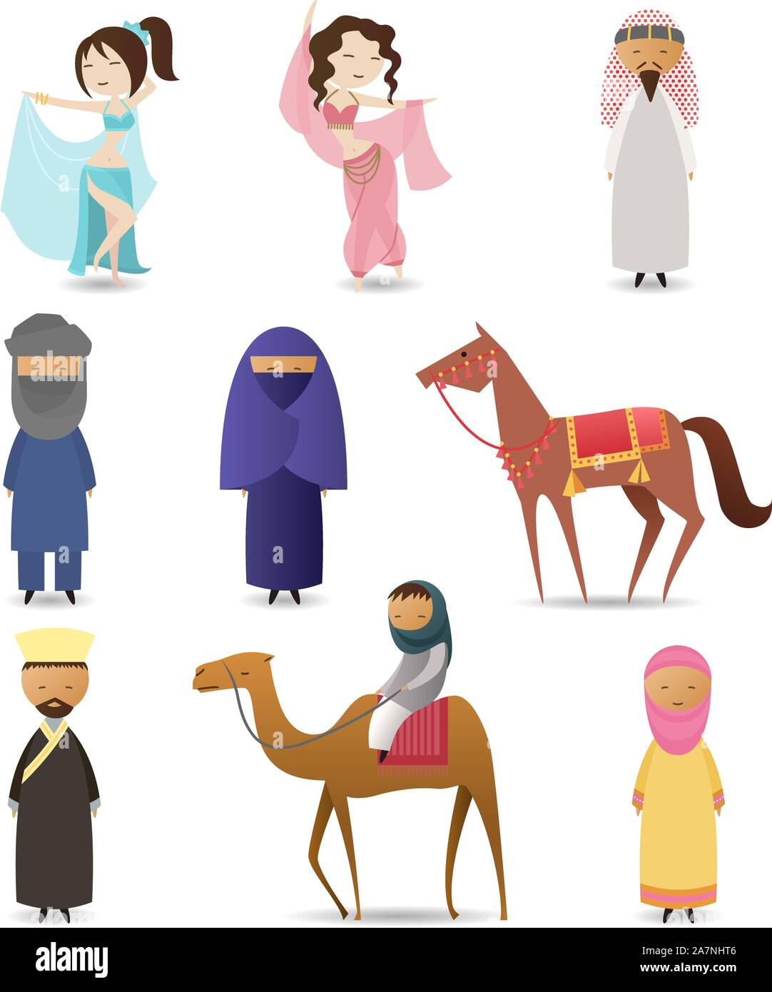 Arabic people traditional clothing set Stock Vector
