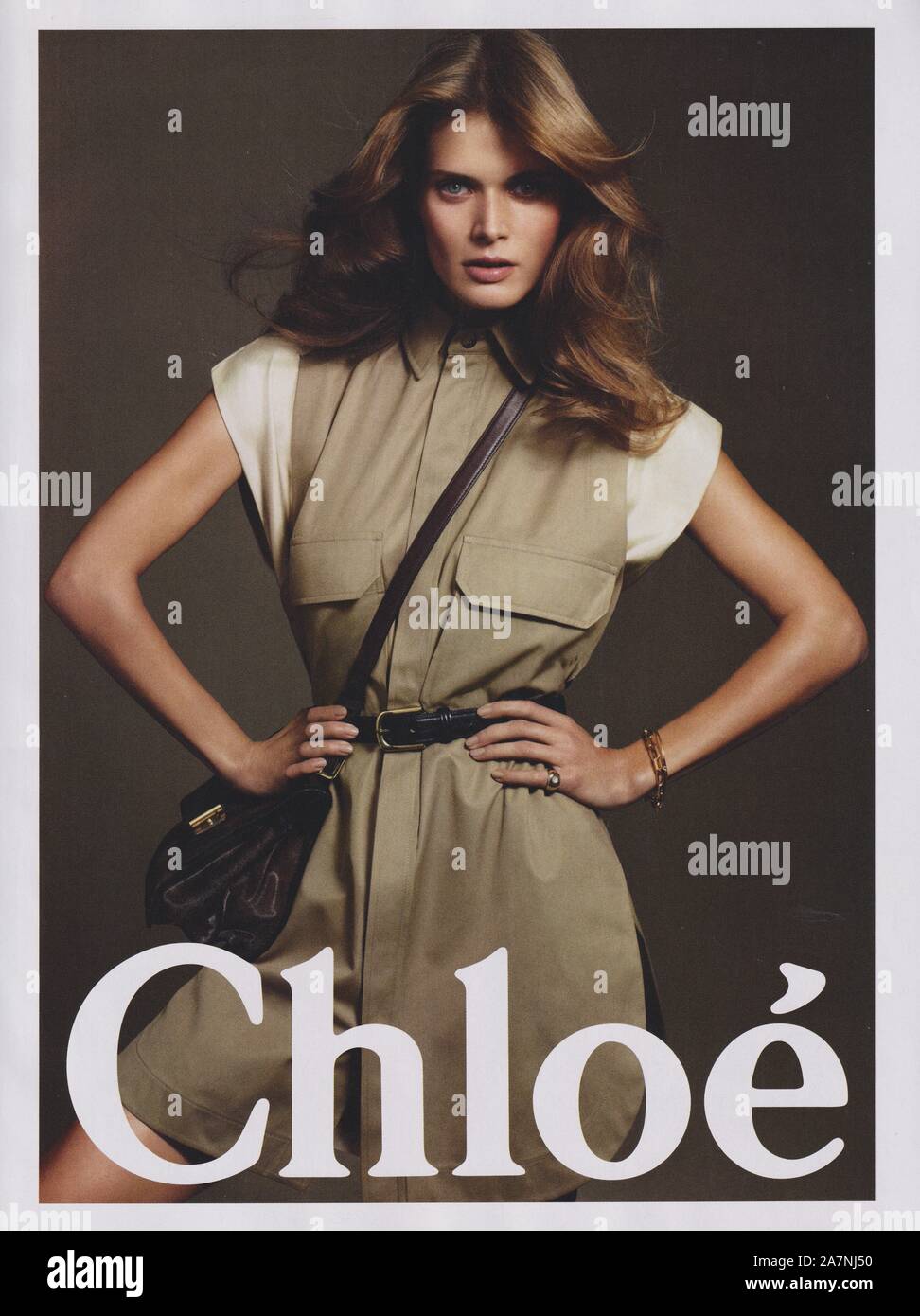poster advertising Chloe fashion house with Malgosia Bela in paper