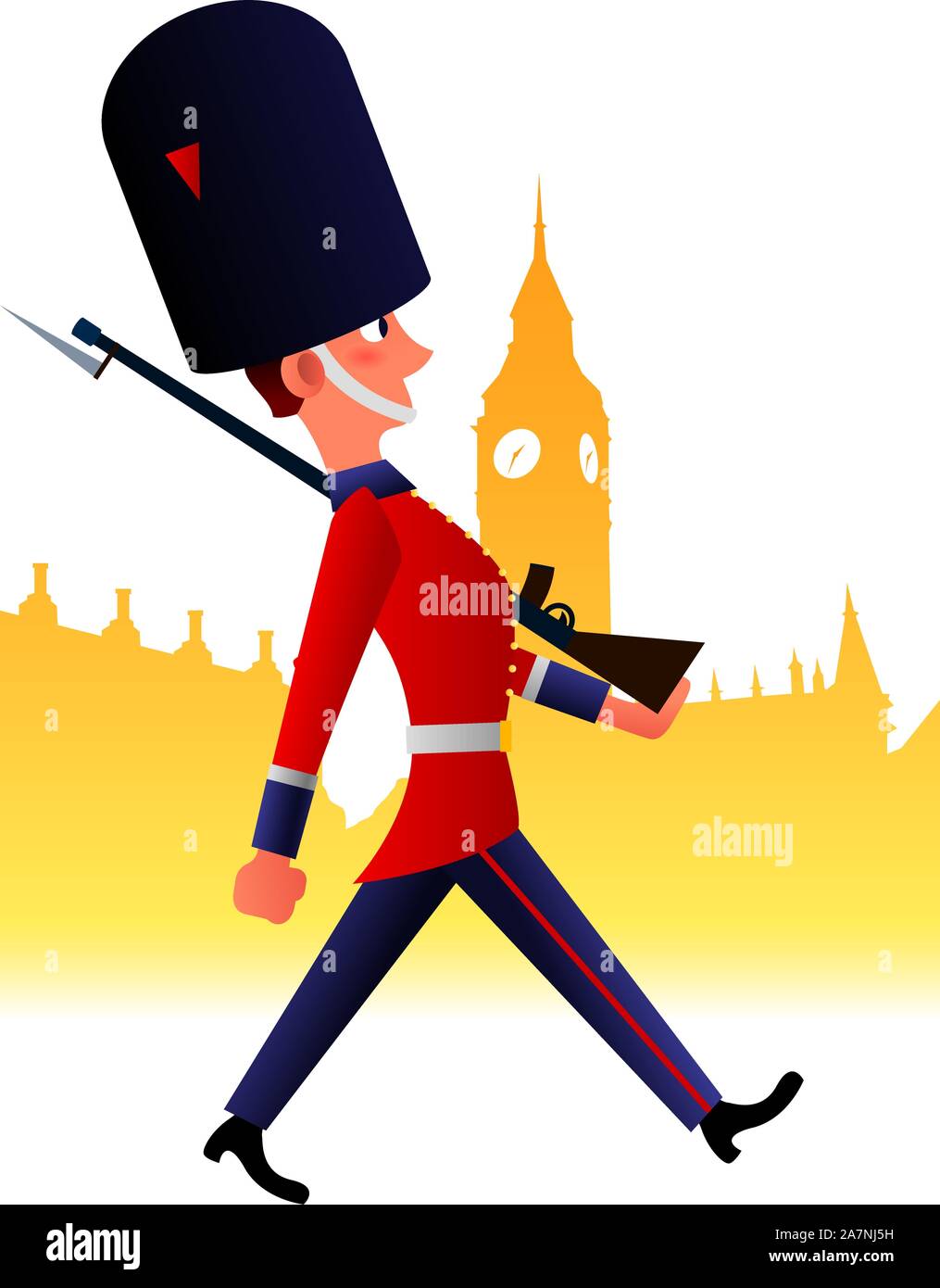 redcoat soldier cartoon Stock Vector