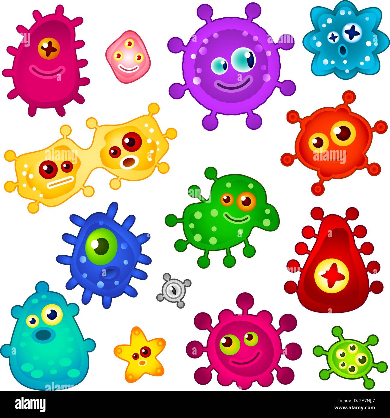 multiple multi-colored germs. Stock Vector